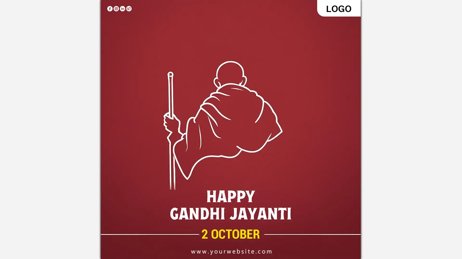 Instagram Post Design for Gandhi Jayanti Featuring Minimal Line Art